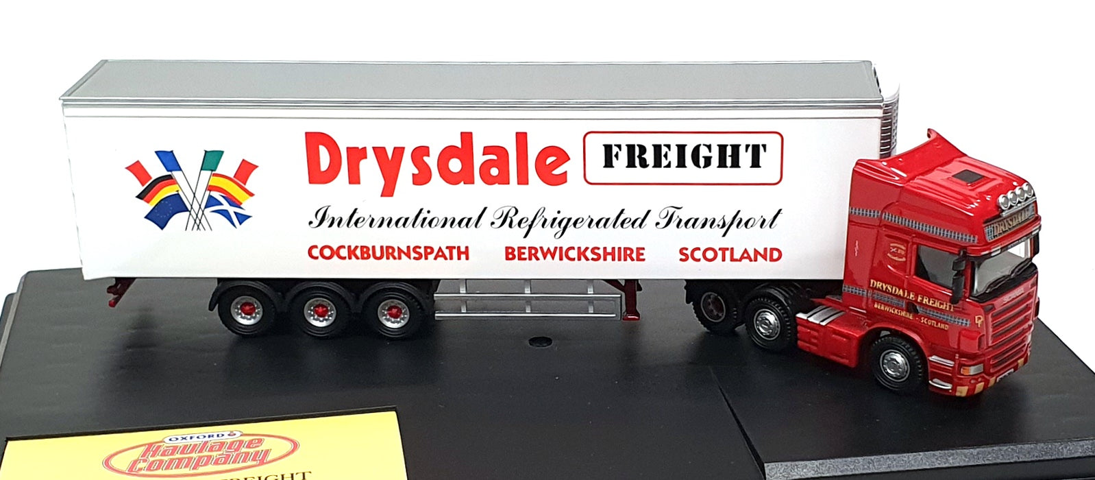Oxford Diecast 1/76 Scale SCA04FR - Scania R Fridge Trailer Drysdale - White/Red