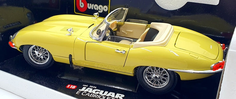 Burago 1/18 Scale Diecast 3026 - Jaguar E-Type Cabriolet 1961 - Yellow