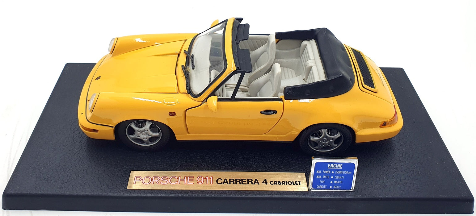Anson 1/18 Scale Diecast 30309-W - Porsche 911 Carrera 4 Cabriolet - Yellow