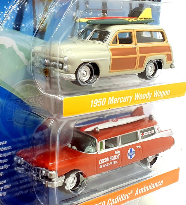 Johnny Lightning 1/64 Scale JLPK022 Surf Rods - Mercury/ Cadillac - Grey/ Orange