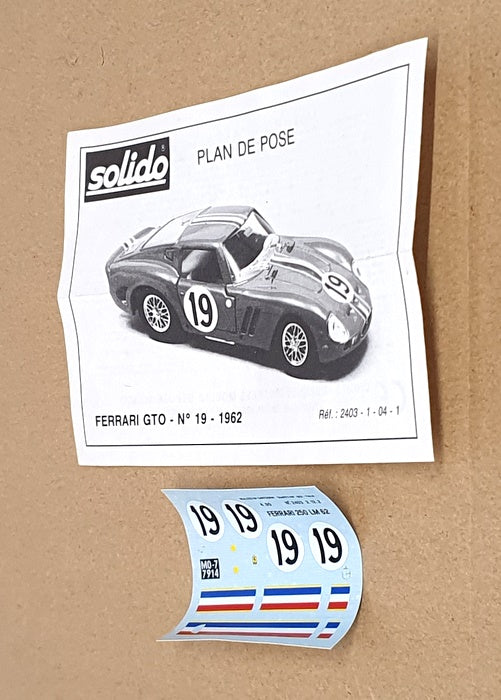 Solido 1/43 Scale Diecast 2403 - Ferrari GTO #19 Le Mans 1962 - Red