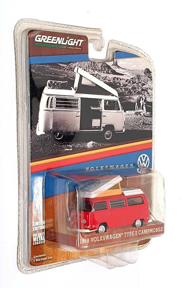 Greenlight 1/64 Scale 29835 - 1968 Volkswagen Type 2 Campmobile - Red