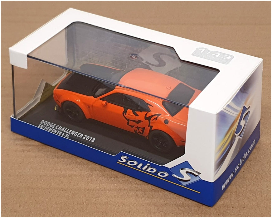 Solido 1/43 Scale S4310306 Dodge Challenger SRT Demon V8 6.2L 2018 Orange/Black