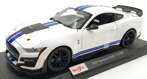 Maisto 1/18 Scale Diecast 46629 - 2020 Mustang Shelby GT500 - White/Blue