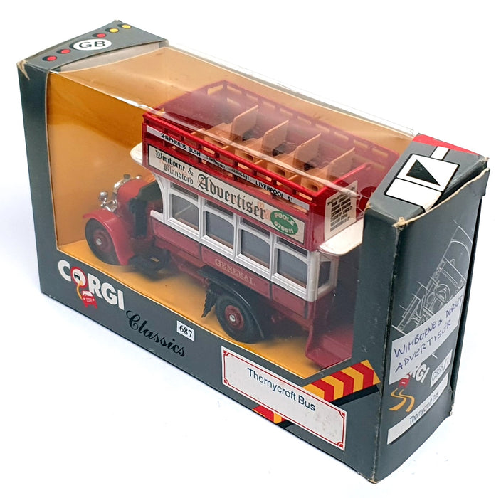 Corgi Apx 15cm Long C858/1 Thornycroft Bus Wimborne & Dorset Advertiser REWORKED