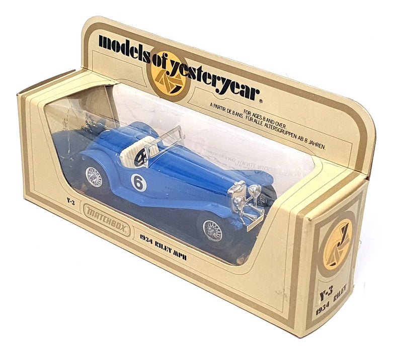 Matchbox Appx 10cm Long Diecast Y-3 - 1934 Riley MPH #6 - Blue