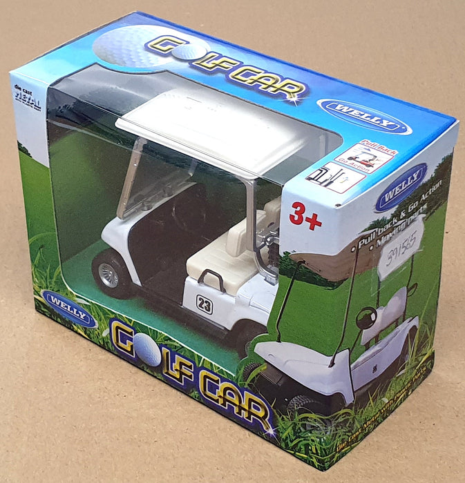 Welly 9.5cm Long Pull Back & Go 391565 - Golf Car - White