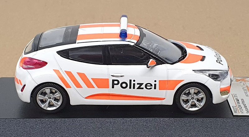 PremiumX 1/43 Scale PRD272 - 2012 Hyundai Veloster Swiss Polizei - White/Orange