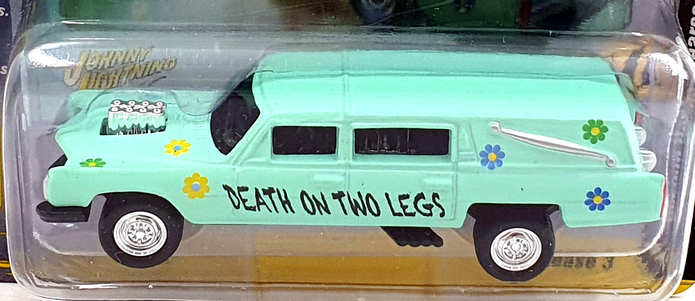 Johnny Lightning 1/64 JLSF021 Custom Haulin' Hearse #4 Demolition Derby Lt. Teal