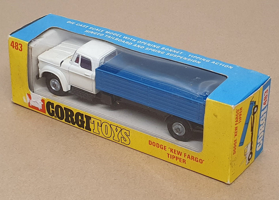 Corgi Toys 15cm Long Original Diecast 483 - Dodge Kew Fargo Tipper - White/Blue