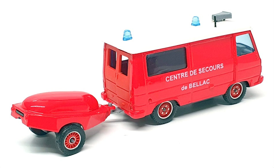 Solido 1/50 Scale 3130 - Peugeot J9 Fire Van & Trailer - Red/White