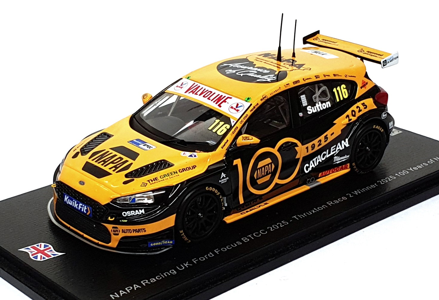 Spark 1/43 Scale UK027 - NAPA Ford Focus BTCC 2025 #116 Winner Race 2 Thruxton