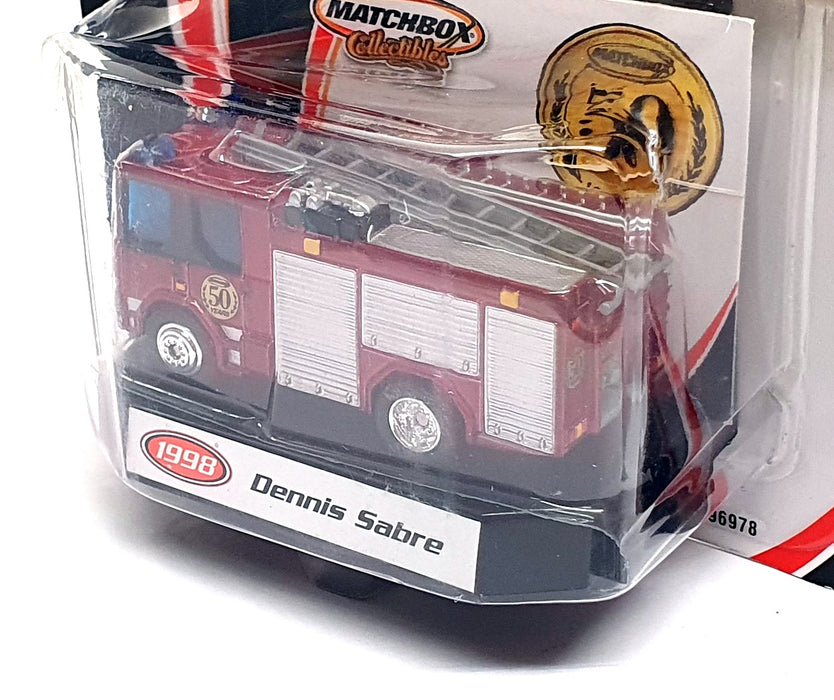 Matchbox 50 1952-2002 1/64 Scale 96978 - 1998 Dennis Sabre Fire Engine - Dk. Red
