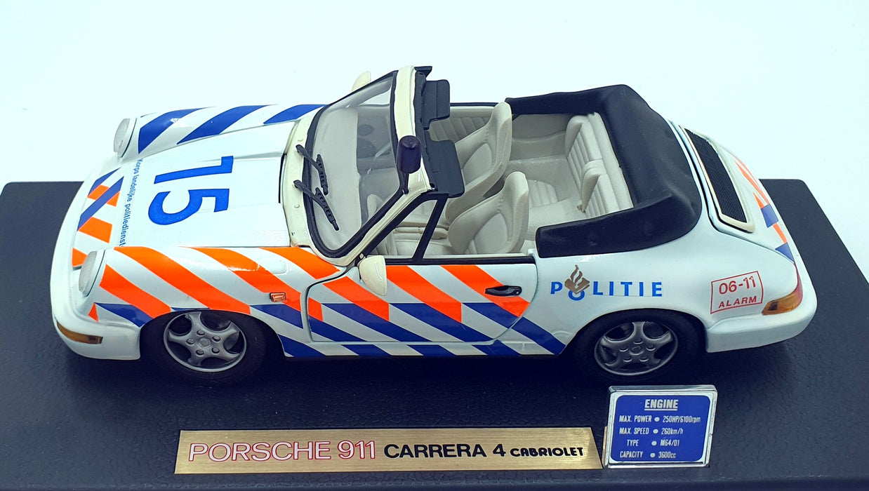 Anson 1/18 Scale Diecast 30309-W - Porsche 911 Carrera 4 Cabriolet - Police