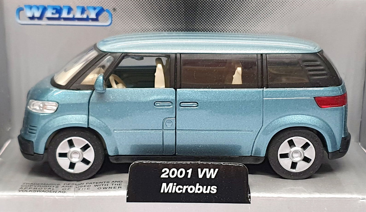 Welly 1/34-39 Scale Pull Back & Go TY3675 - 2001 VW Microbus Met. Lt. Blue