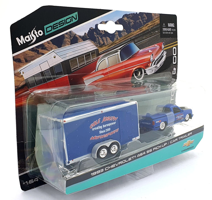 Maisto 1/64 Scale Diecast 15368 1993 Chevrolet 454 SS Pick Up/Car Trailer