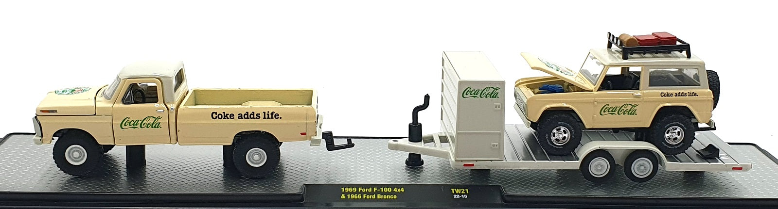 Castline M2 Machines 1/64 Scale TW21 - 1969 Ford F-100 4x4 & 1966 Bronco - Cream