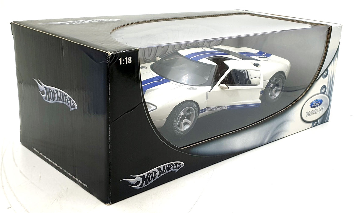 Hot Wheels 1/18 Scale Diecast J2616 - Ford GT Concept GT40 - White Blue