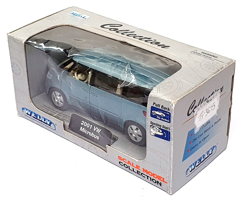 Welly 1/34-39 Scale Pull Back & Go TY3675 - 2001 VW Microbus Met. Lt. Blue