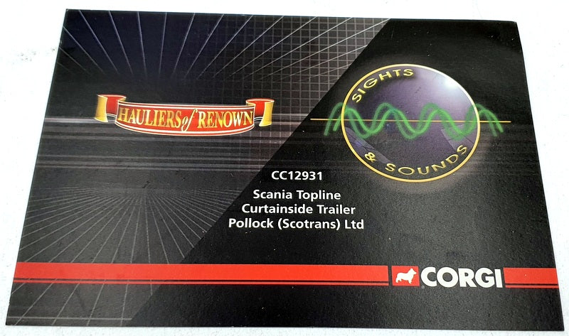 Corgi 1/50 Scale CC12931 - Scania Curtainside Trailer Pollock (Scotrans) Ltd