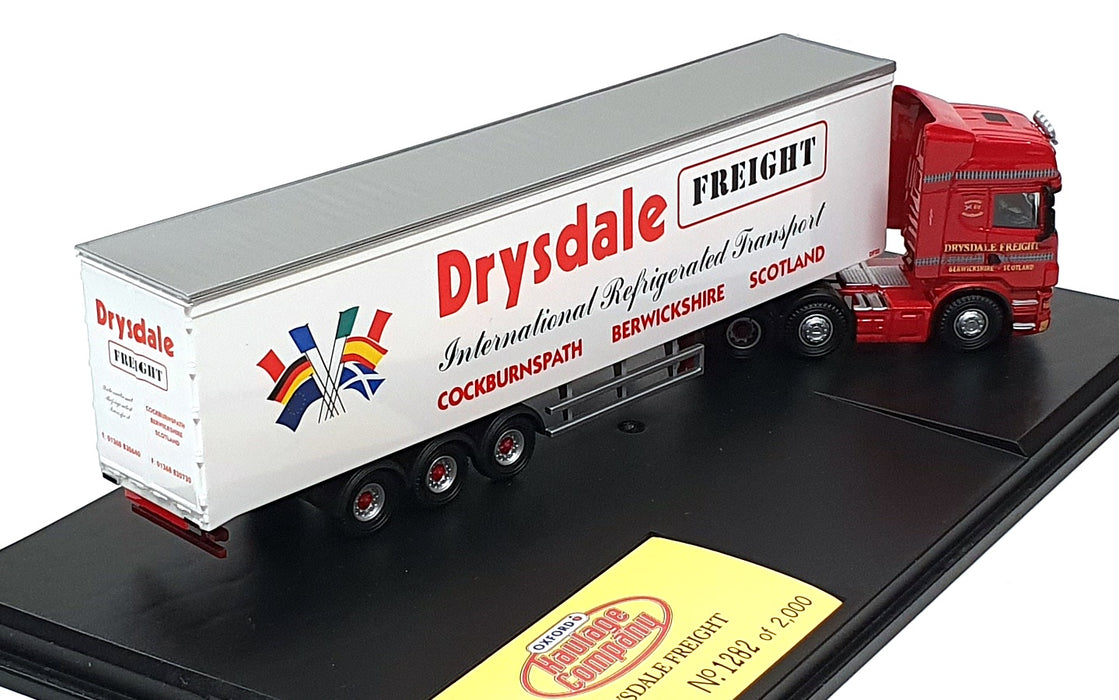 Oxford Diecast 1/76 Scale SCA04FR - Scania R Fridge Trailer Drysdale - White/Red