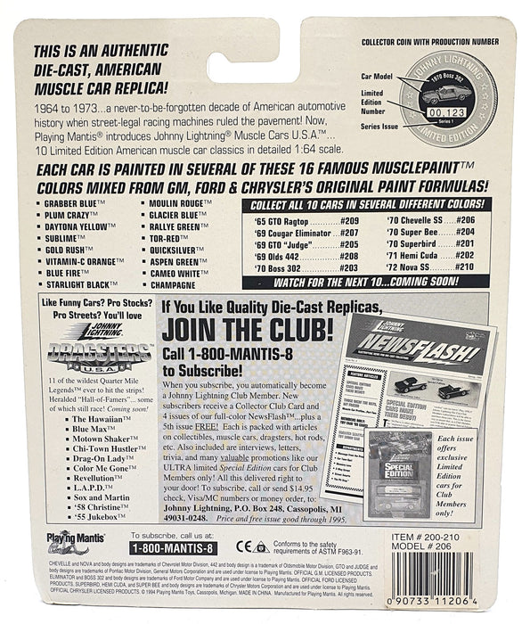 Johnny Lightning 1/64 Scale 200-210 - Muscle Cars 1970 Chevelle SS - Purple