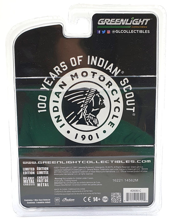 Greenlight 1/64 Scale 28080-C - 1991 GMC Sonoma w/ 1920 Indian Scout - Red