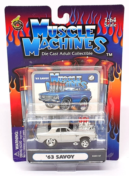 Muscle Machines 1/64 Scale 71151 GS02-07 - 1963 Plymouth Savoy - Silver
