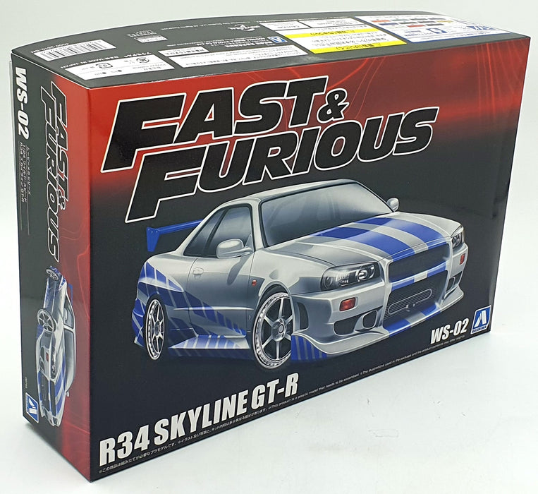 Aoshima 1/24 Scale Kit WS-02 - R34 Nissan Skyline GT-R - Fast and Furious