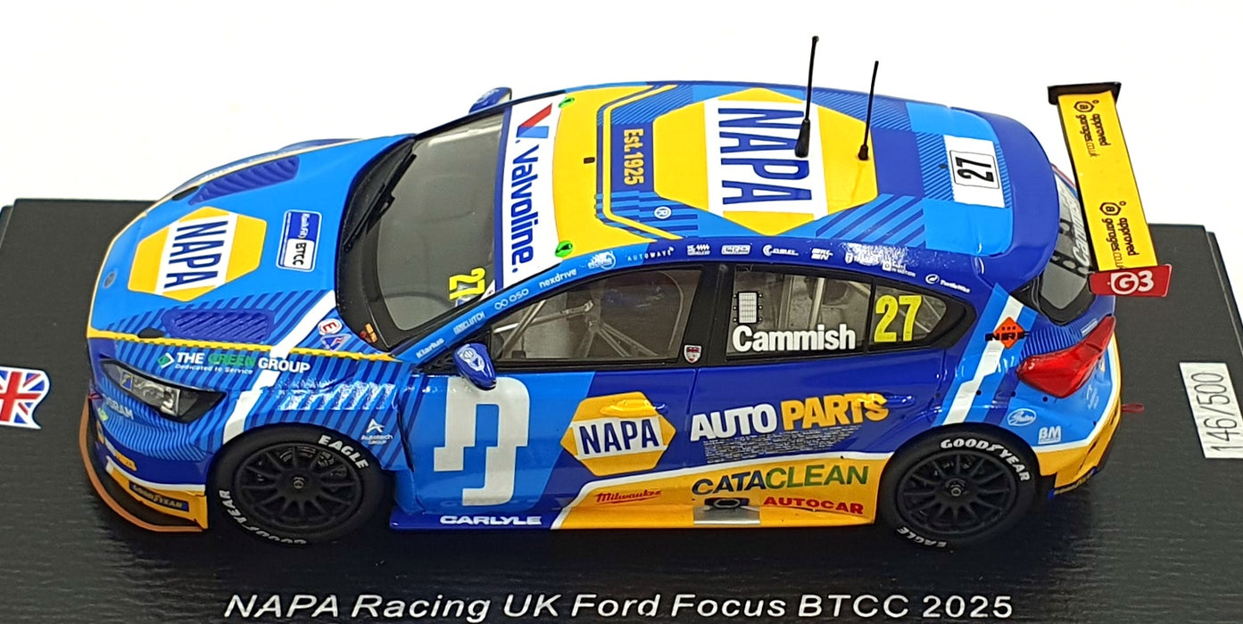 Spark 1/43 Scale UK036 - NAPA Racing UK Ford Focus #27 BTCC 2025 - Cammish