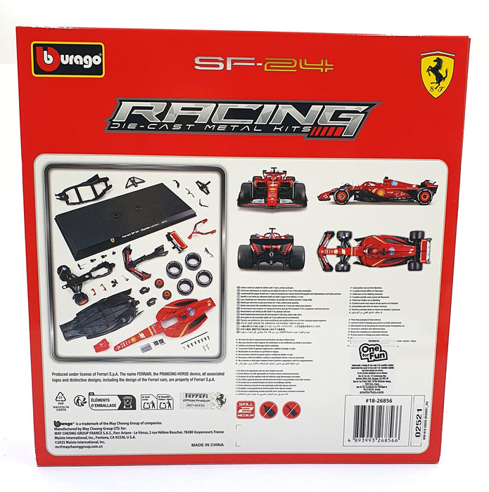 Burago 1/24 Scale Metal Kit 18-26856 - Ferrari SF-24 #16 2024 - LeClerc