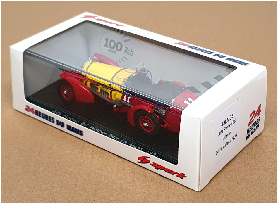 Spark Model 1/43 Scale 43LM33 - Alfa Romeo 8c Winner 24h LM 1933 - Red/Yellow