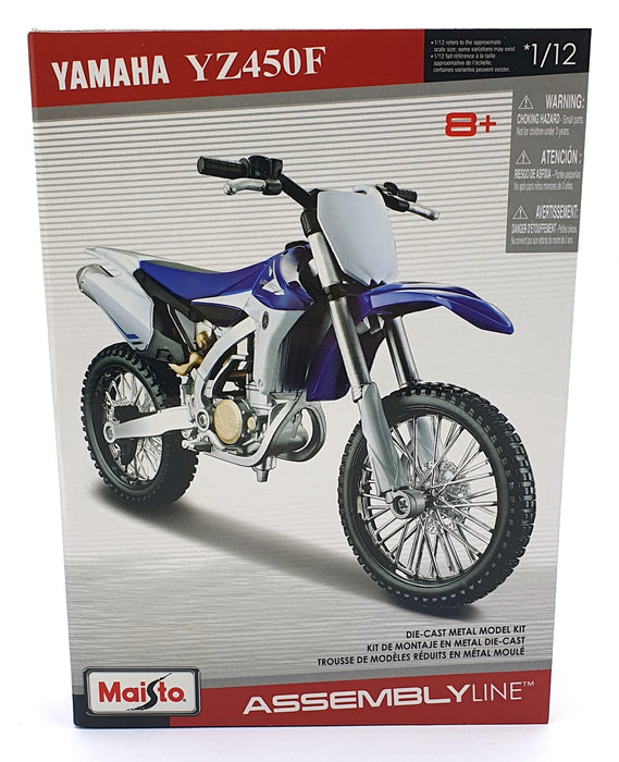 Maisto 1/12 Scale Diecast Kit 39195 - Yamaha YZ450F Motorbike - White/Blue