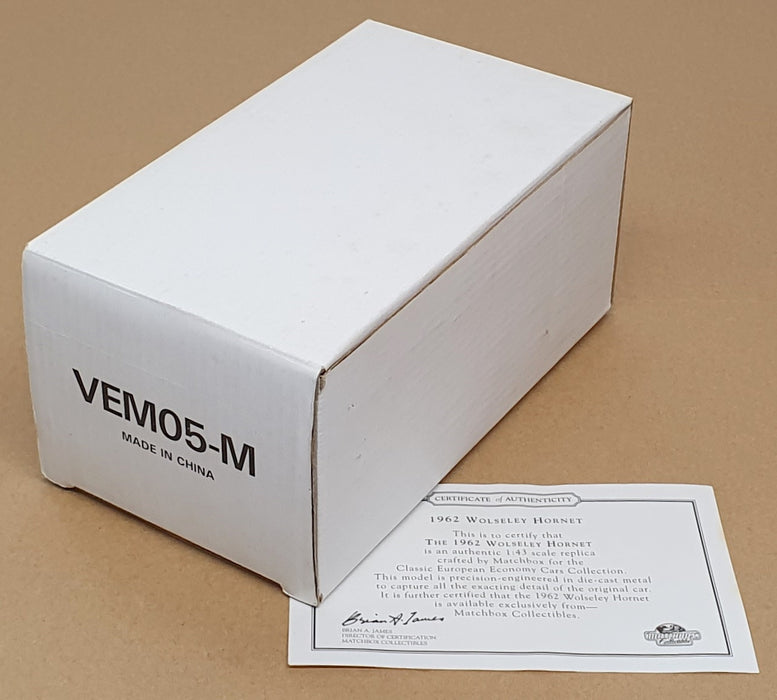 Matchbox 1/43 Scale VEM05-M - 1962 Wolseley Hornet - Maroon/Ivory