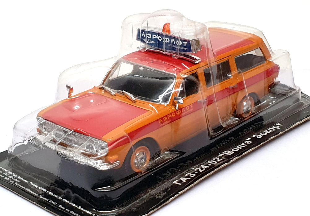 Altaya 1/43 Scale SOV09J - Russian GAZ 24-02 Volga Airport Escort - Red/Orange
