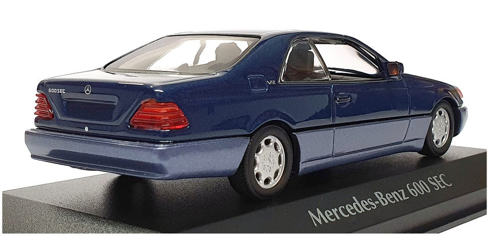 Maxichamps 1/43 Scale 940 032600 - 1992 Mercedes Benz 600 SEC (C140) - Met Blue