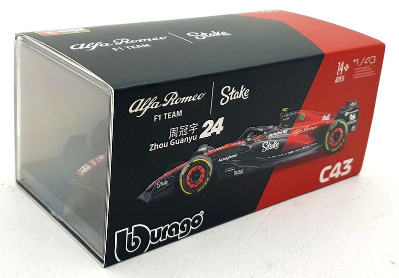 Burago 1/43 Scale 18-38086 - F1 Alfa Romeo C43 2023 #24 Z.Guanyu