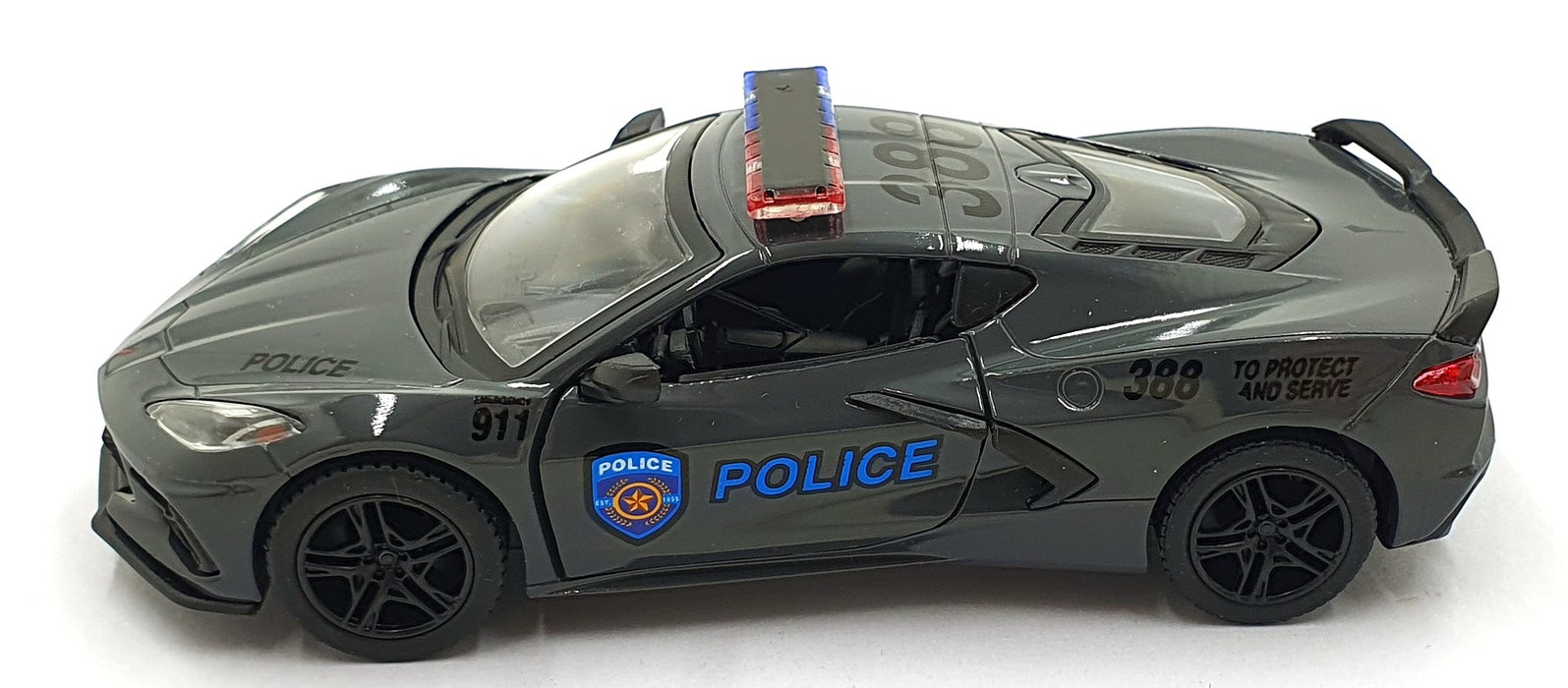 Kinsmart 1/36 Scale Pull Back & Go TY0109 - 2021 Corvette Police Car - Grey