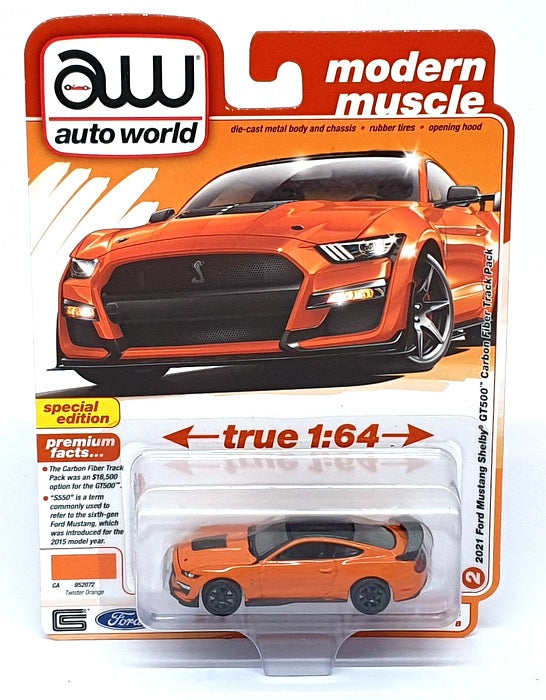 Auto World 1/64 Scale AW64472 - 2021 Ford Mustang Shelby GT500 - Twister Orange