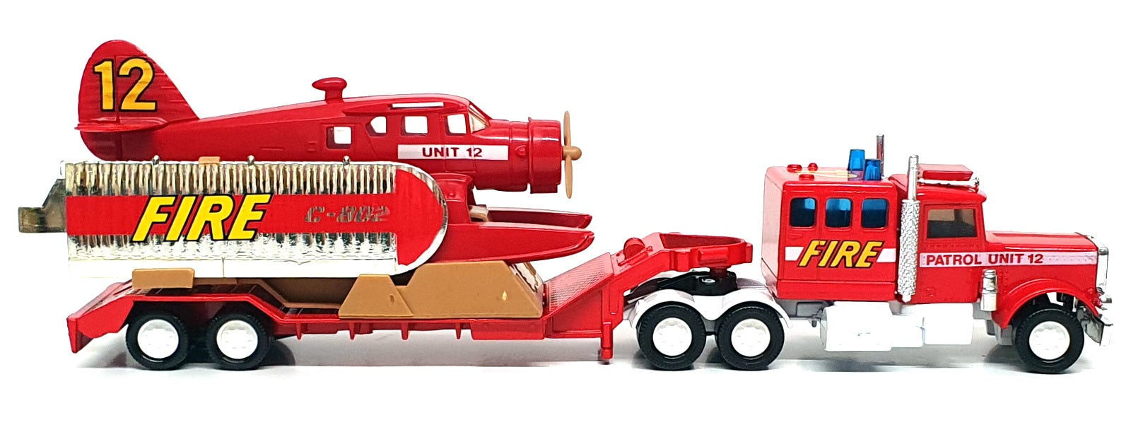 Matchbox Appx 29cm Long K-134 - Peterbilt Fire Spotter Plane Transporter - Red