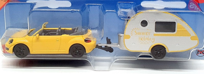 Siku 1/55 Scale 1629 - VW Volkswagen Beetle & Caravan - Yellow