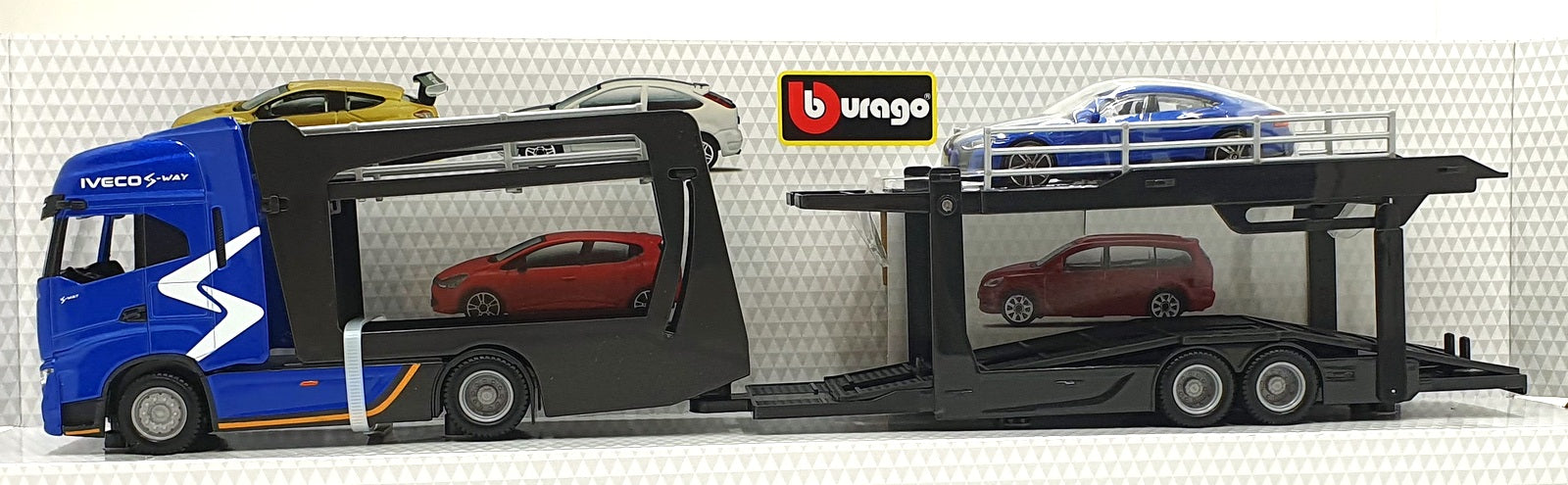 Burago 1/43 Scale 18-31475 - IVECO S-WAY Hauler Multicar Carrier with Car