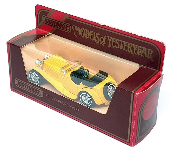 Matchbox Appx 9.5cm Long Diecast Y-1 - 1936 Jaguar SS-100 - Yellow