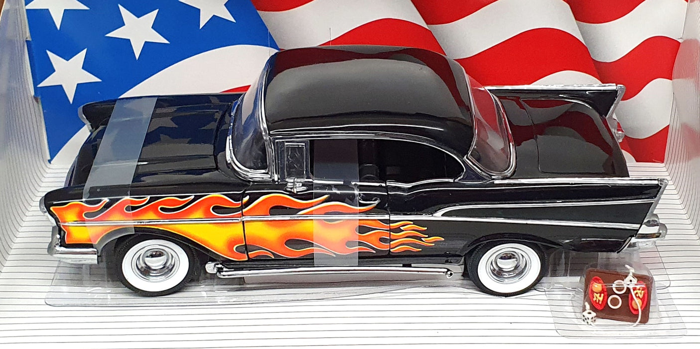 Ertl 1/18 Scale 7158 - Custom '57 Chevy Sport Coupe - Black With Flames