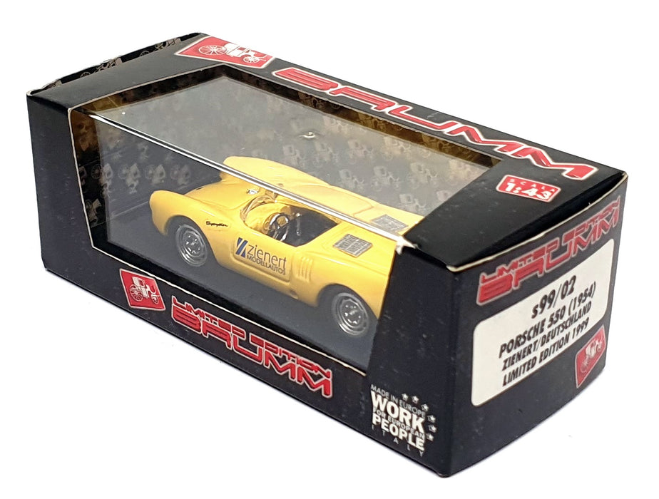 Brumm 1/43 Scale s99/02 - 1955 Porsche 550 Zienert Deutshland - Yellow