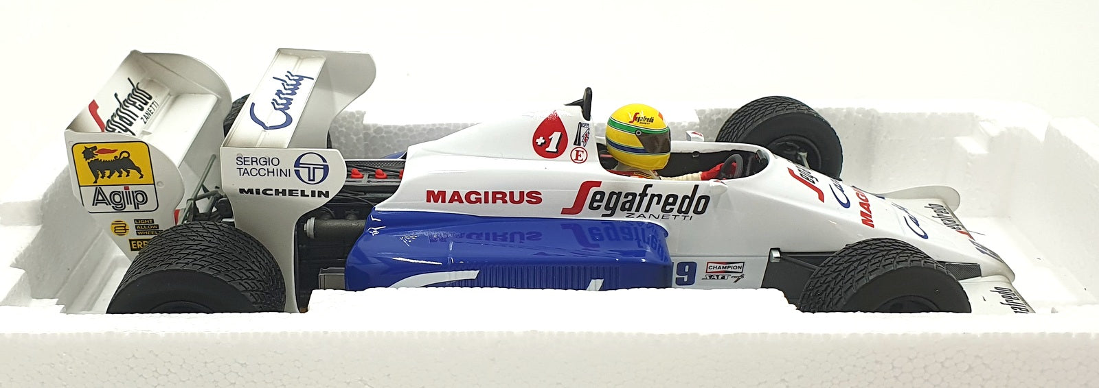 Minichamps 1/18 Scale 540 843819 Toleman Hard TG184 #19 Senna Monaco GP 1984
