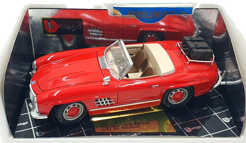 Burago 1/18 Scale 3343 - 1957 Mercedes Benz 300SL Touring Red w/ Dk. Brown Case