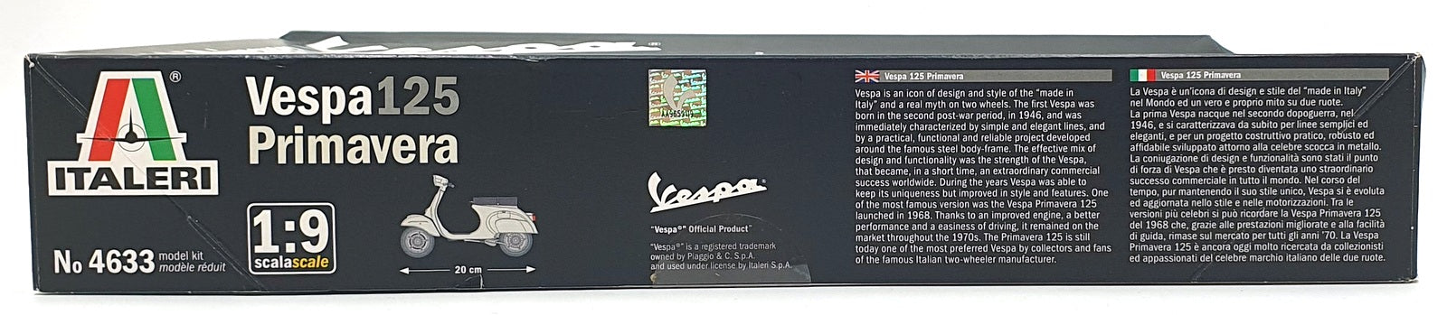 Italeri 1/9 Scale Unbuilt Kit 4633 - Vespa 125 Primavera
