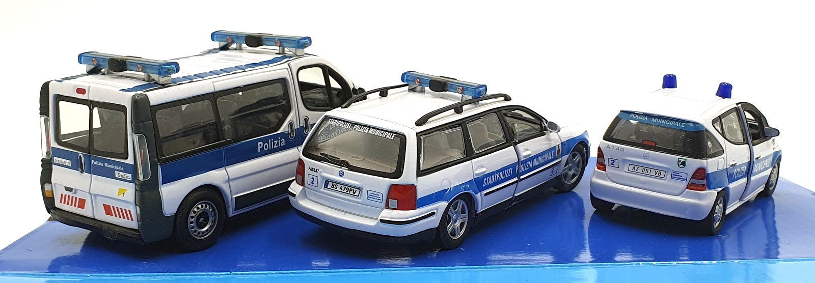 Cararama 1/43 Scale 370 Mercedes, Volkswagen and Renault Mini 3 Piece Set Police