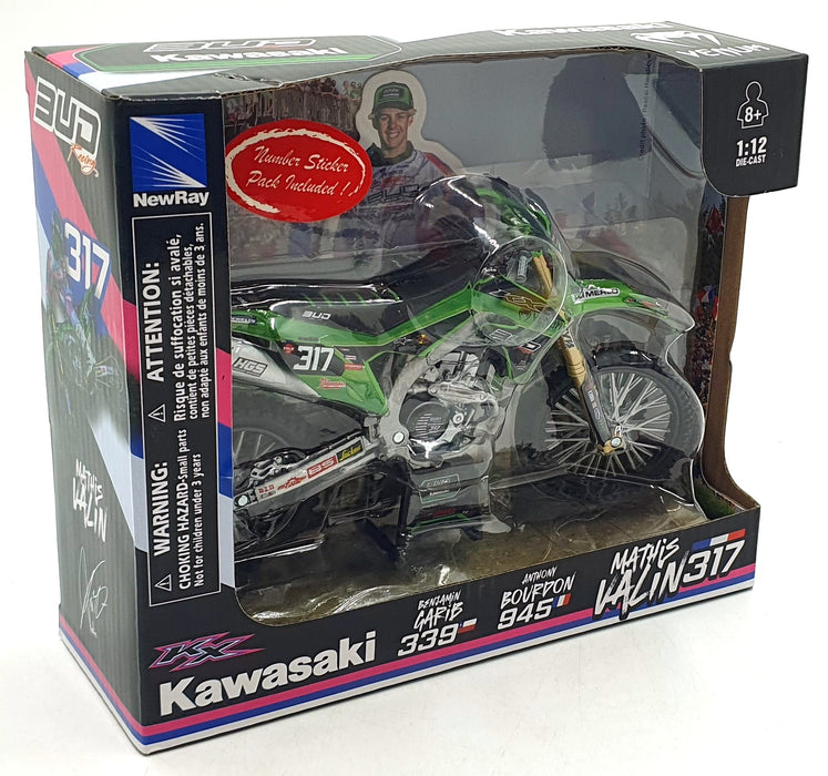 NewRay 1/12 Scale SS-58143 - Kawasaki #317 Motorbike Bud Racing - Valin